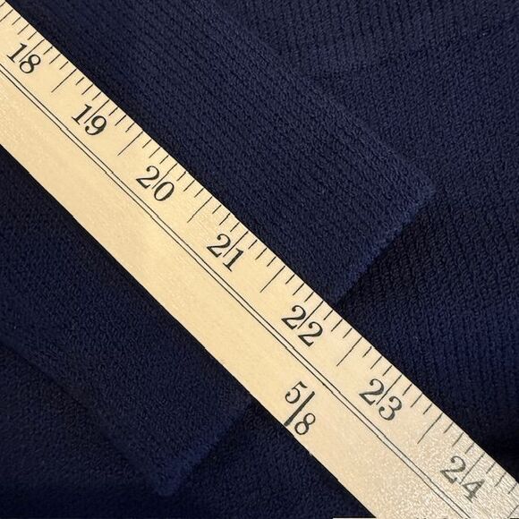 St. John Santana Knit Wool Navy Blue Blazer Jacket Gold Tone Buttons Oversized 2 - Picture 10 of 11